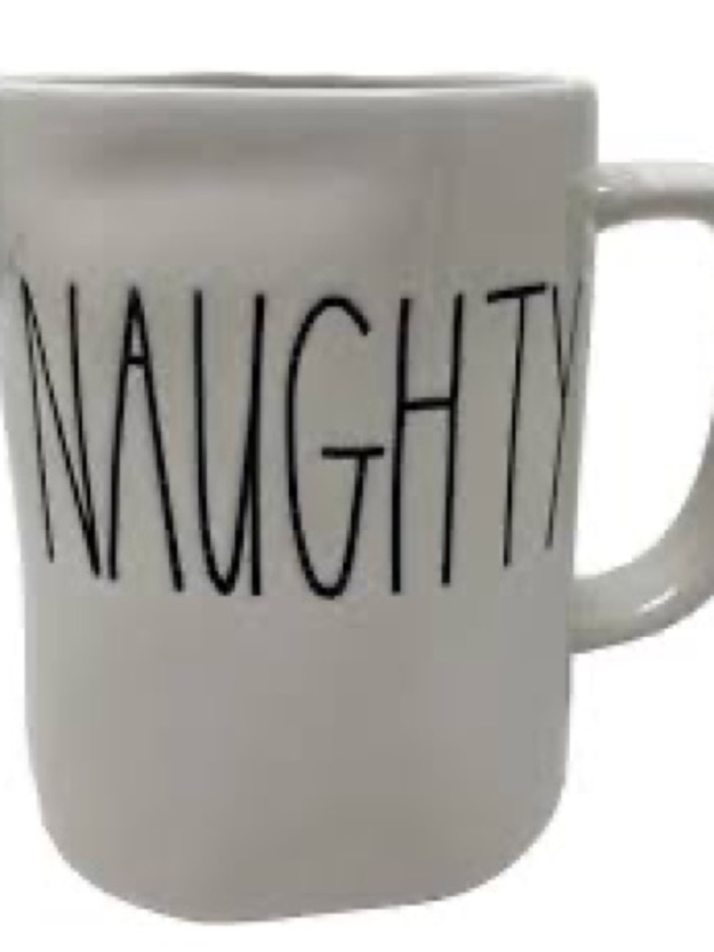 Rae Dunn White Mug "NAUGHTY" Christmas